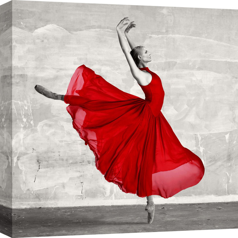 Ballerina In Red - Wrapped Canvas Print, 70cm H x 70cm W x 4cm D