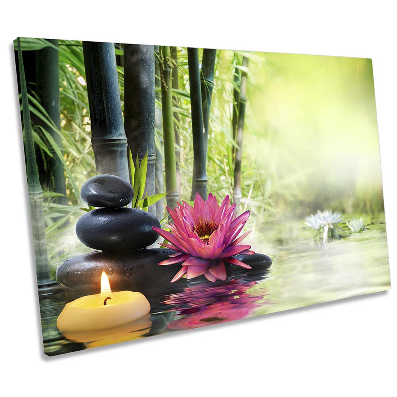 Zen Stone Tower Floral - Wrapped Canvas Print, 91.4cm  H x 137.2cm  W