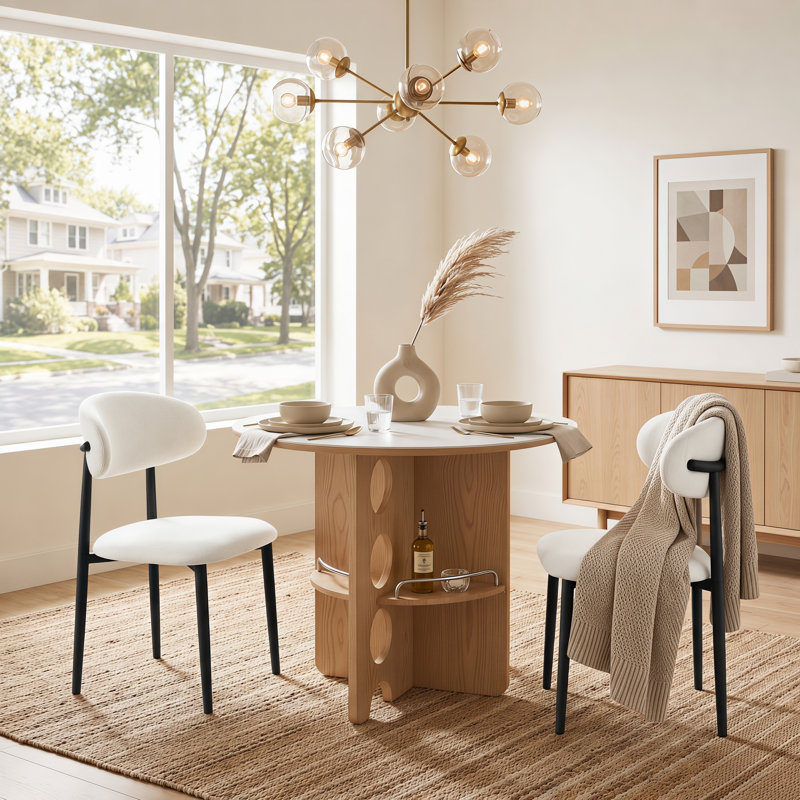 Ensemble de table de salle à manger 35,4 po, 3 Pcs: 2 Chairs, Table, Blanc/Noir, Blanc, bois