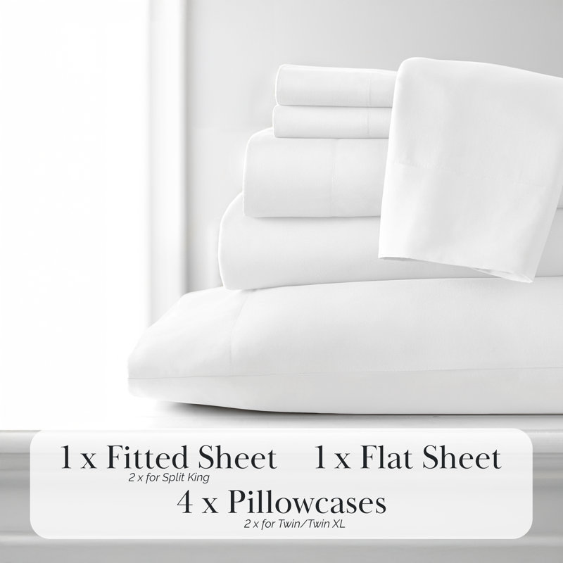 Southshore Fine Linens Vilano Springs Extra Deep Pocket 4-Piece Sheet Set, Ultra Soft Double-Brushed 110 GSM Microfiber Bedding, 21-Inch Deep Pocket, 2 Pillowcases, Twin, White