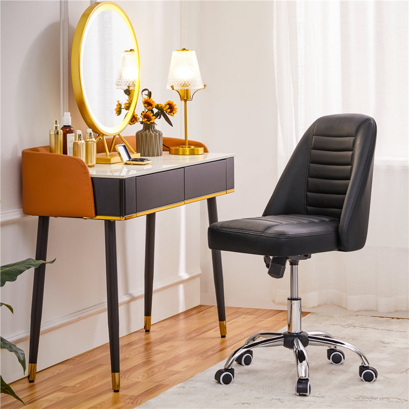 Modern Office Chair with Silver Chrome Base, Black