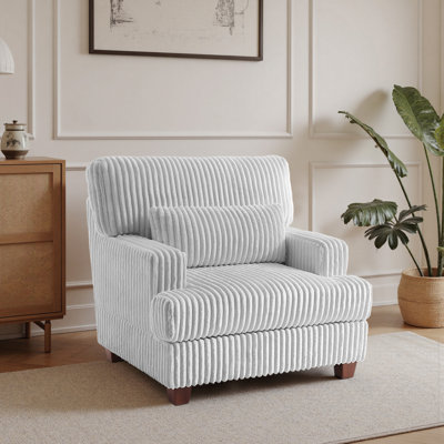 Ermia 92Cm Wide Modern Armchair with Solid Wood Legs