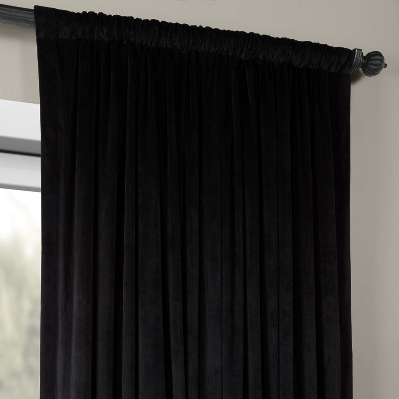 Olivia Velvet Blackout Curtain (1 Panel), 100" W x 84" L, Black
