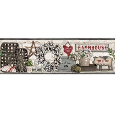 Bordure de papier peint L 15 pi x l 9 po Farmhouse