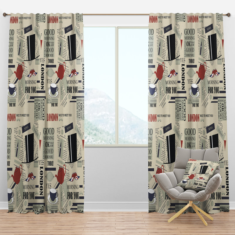 Panneau de rideau simple semi-diaphane avec passe-tringle London Good Morning, l 52 po x L 120 po