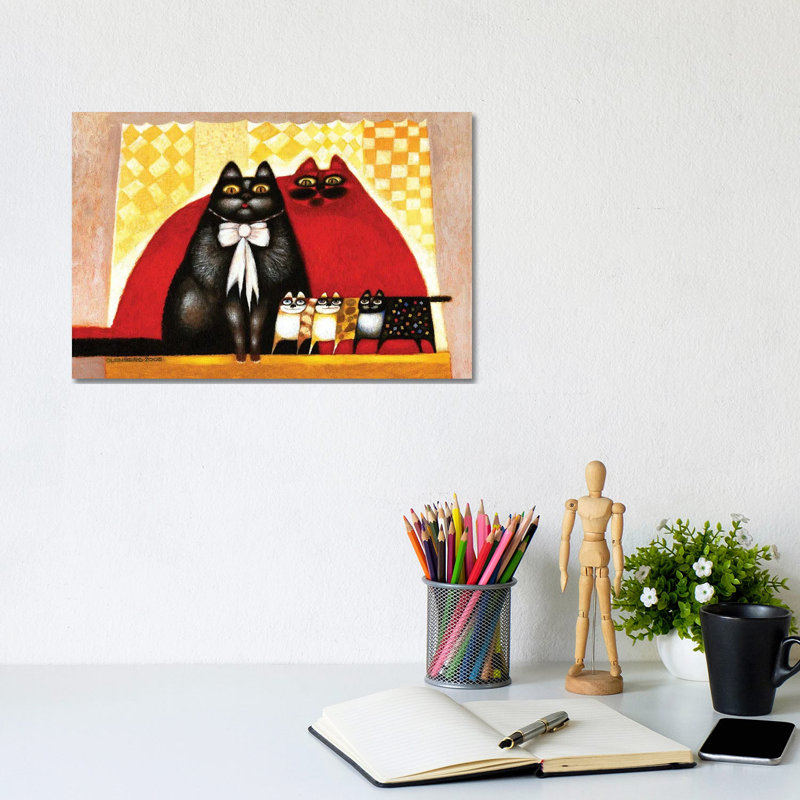 Cats Family 1 Piece Wrapped Canvas Wall Art, 20.32cm H x 30.48cm W x 1.905cm D