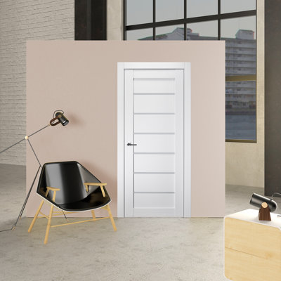 Alba DIY-Friendly Manufactured Wood and Glass Paneled Door With Quick Assemble Jamb
