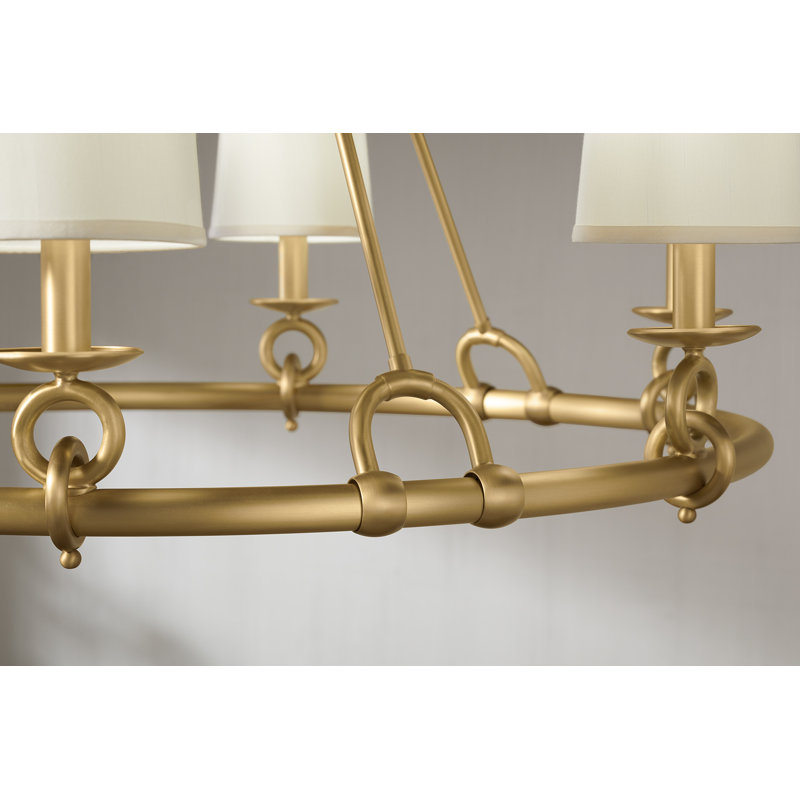 Terret™ 35.75" Six-Light Chandelier, Brushed Moderne Brass