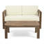 Table basse en bois et en bois, coussins, dossier ouvert avec siège à lattes, brun beige et table douce et imperméable