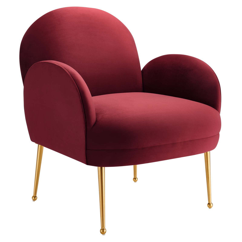 Modway Transcend Performance Velvet Armchair, Maroon Velvet