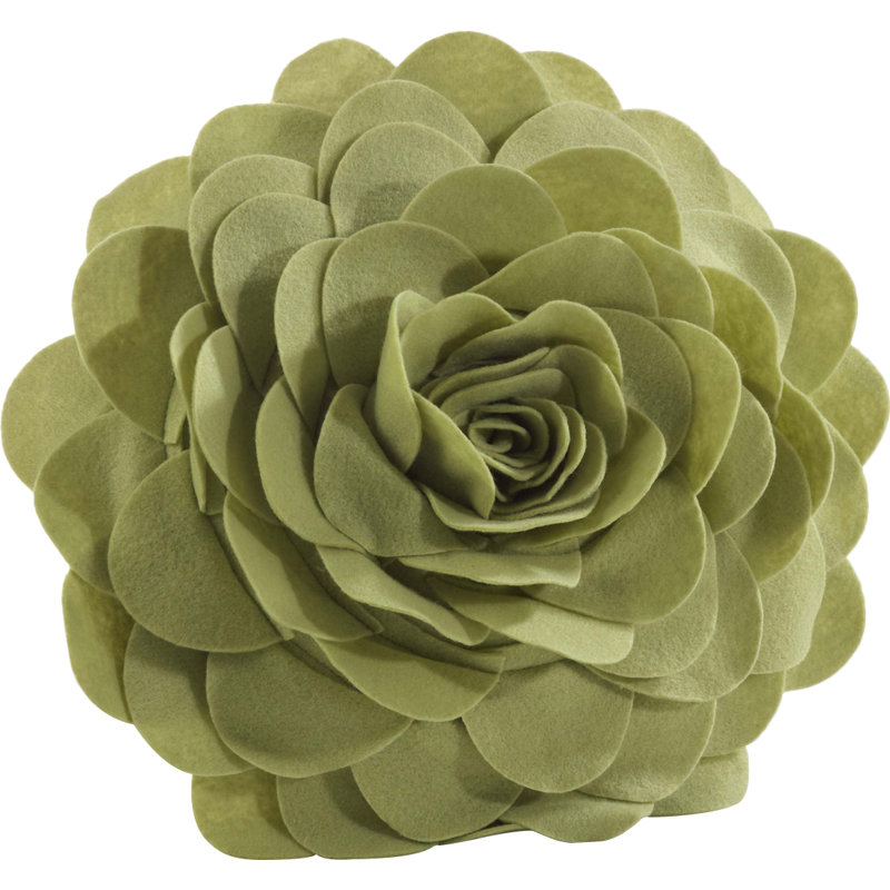 Lime Green Round Flower Design Polyester Throw Pillow