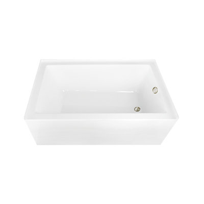 Kingston Brass Aqua Eden 60-Inch Acrylic Rectangular 3-Wall Alcove Tub, Right Hand Drain