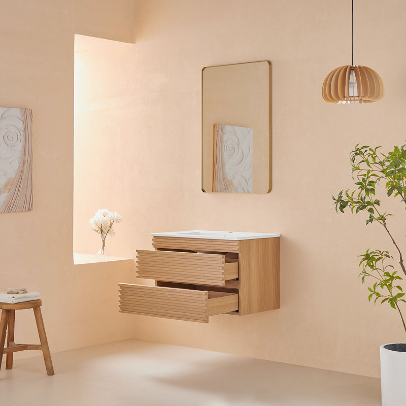 Armoire de salle de bain murale à simple cuve à brume de soie Vienna avec brume de Carrare, 30"