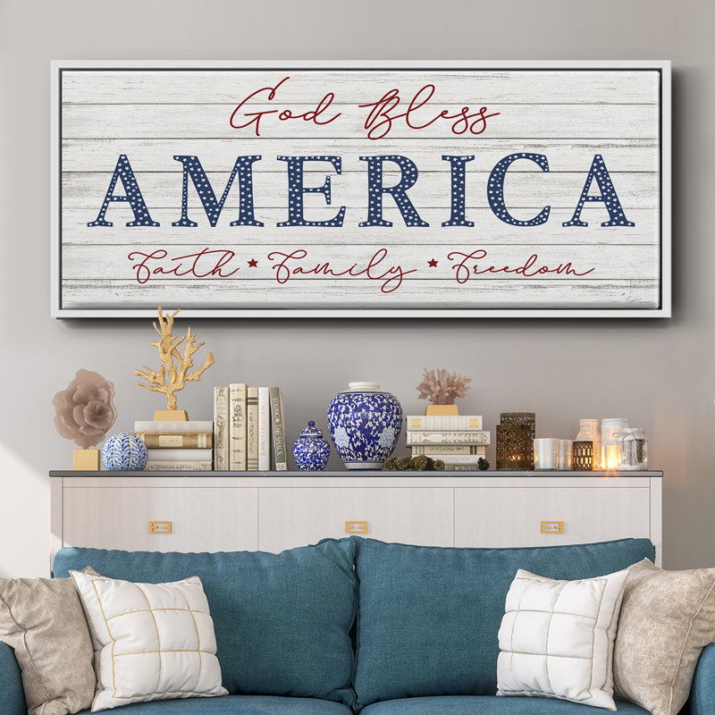 «God Bless America», toile encadrée, H 20 po x l 50 po