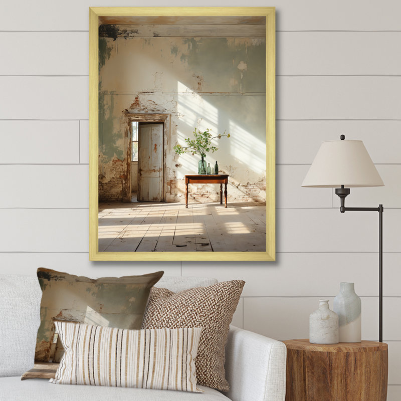 Beige and Gold Minimalist Framed Canvas Print, 20" x 12"