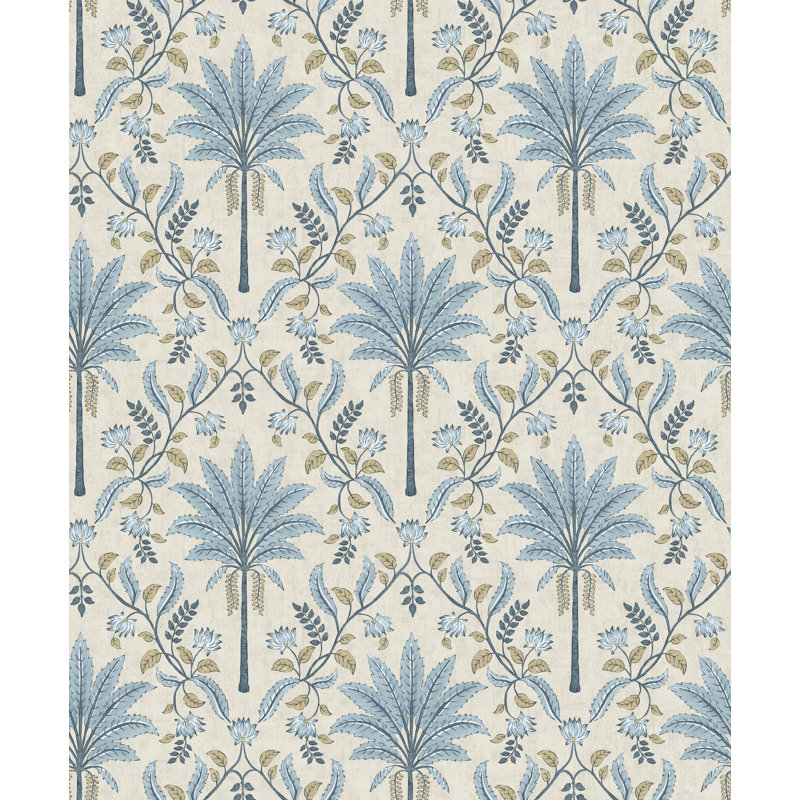 Papier peint palmier non collé Palm, Bleu marine/bleu