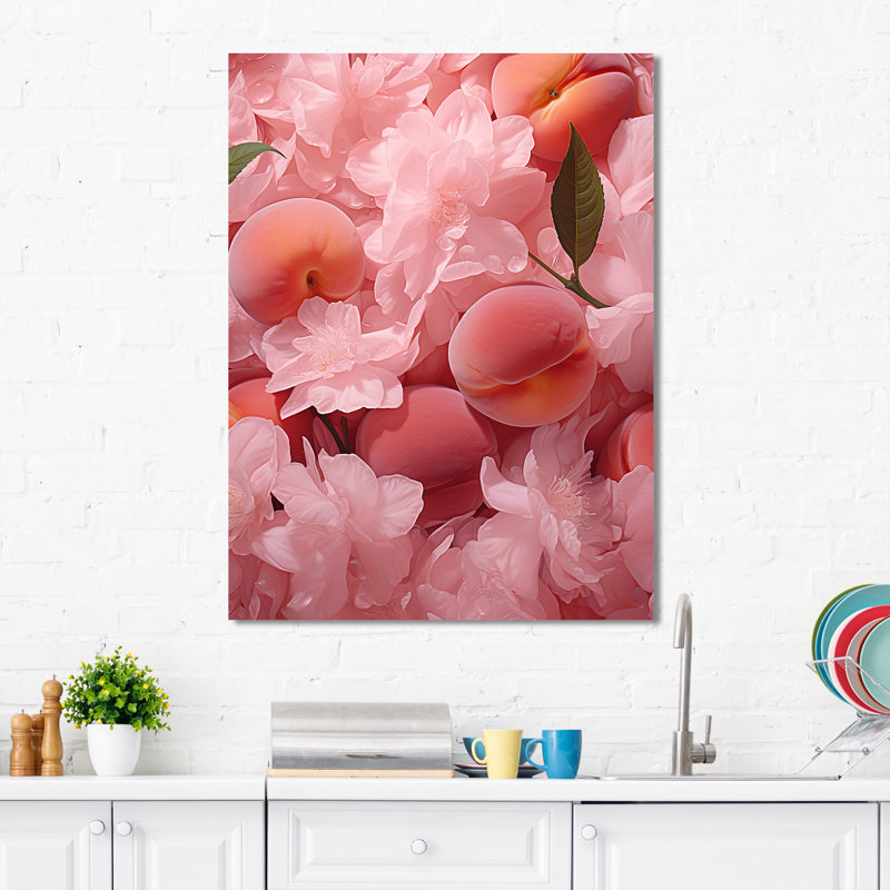 «Rose Earthy Peach Perfection - Fruits», art mural, H 20 po x l 12 po x P 1 po