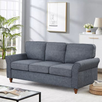 Laila 87 Chenille Fabric Sofa with Block Legs by Furniture of America -  Gray 