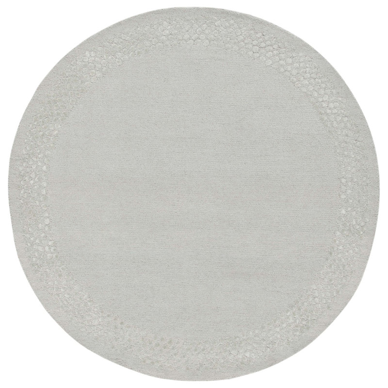 Mysha Hand Tufted Wool/Viscose/Cotton Solid Color Rug in Light Gray, Round 6'