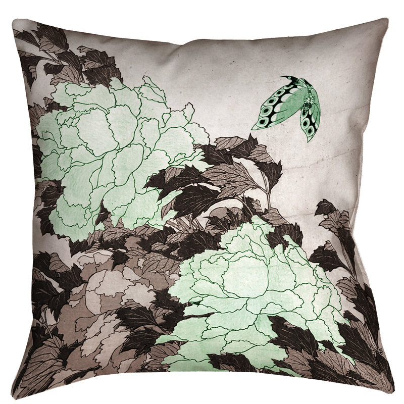 Coussin Katsushika Hokusai, 28 po x 28 po, Vert