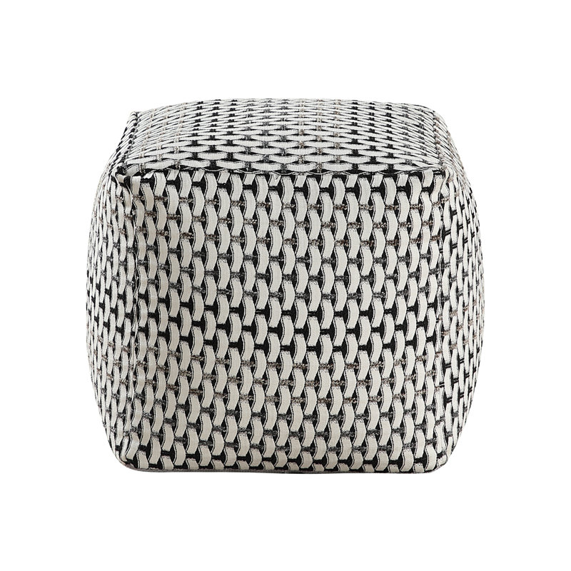 Square Pouf Jacquard Fabric Upholstery Modern Ottoman