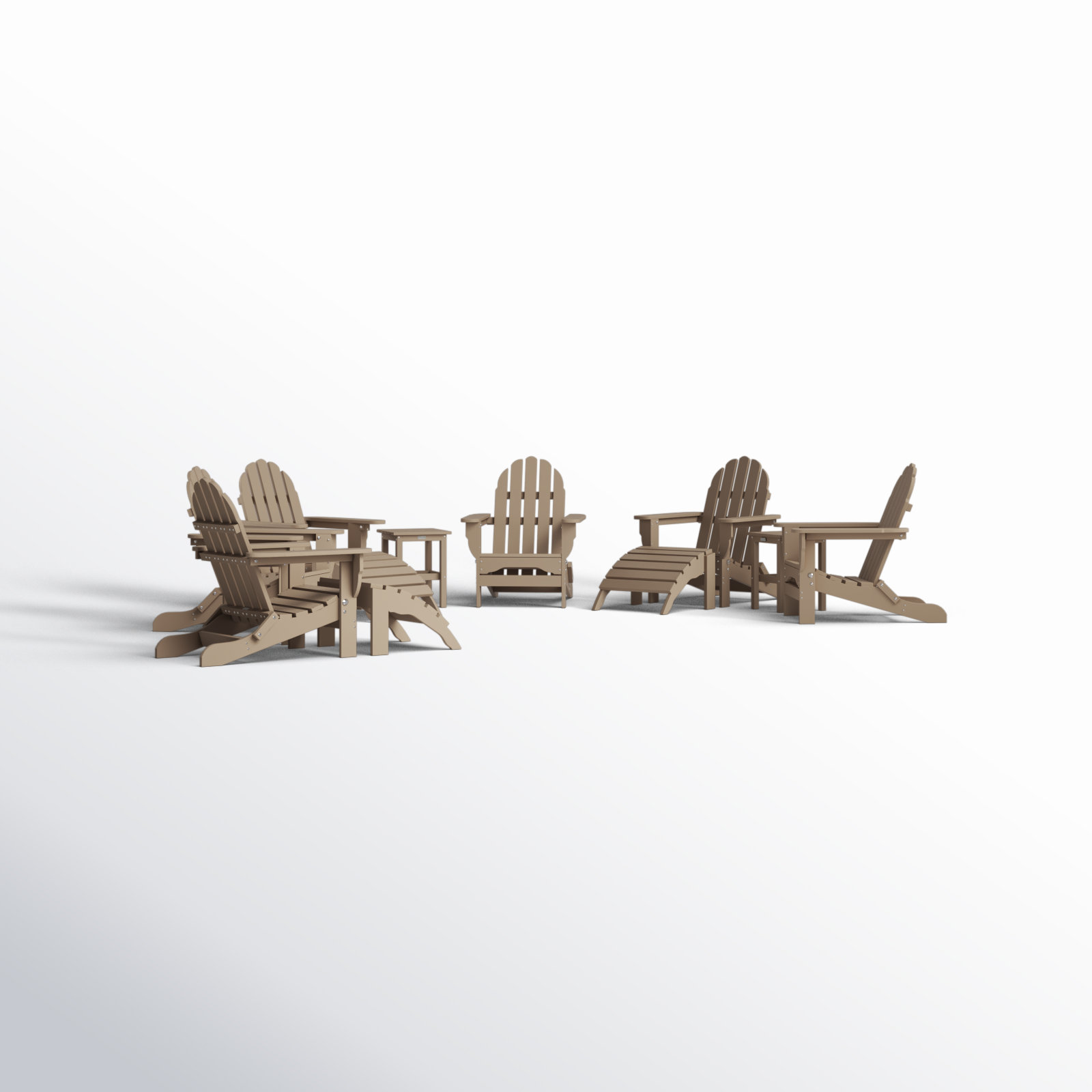 Leighton Foldable Outdoor Adirondack Set, Weathered Wood