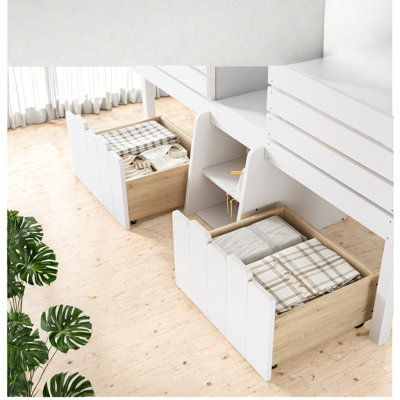Lit simple avec rangement en bois aggloméré en bois aggloméré pour chambre d'enfant
