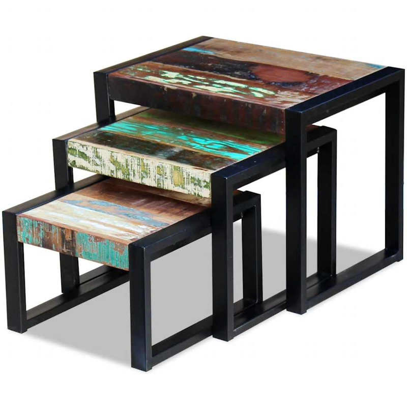 vidaXL Nesting Tables, Side Tables for Living Room, Bedroom, Office, Solid Steel Frame