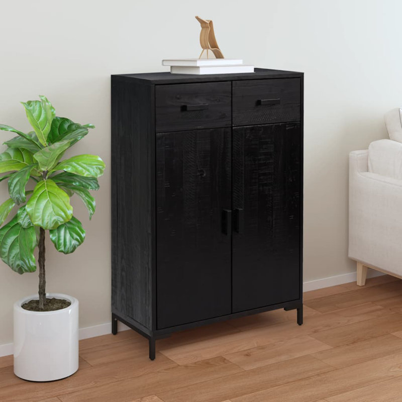 Solid Wood Shoe Storage Cabinet, Black