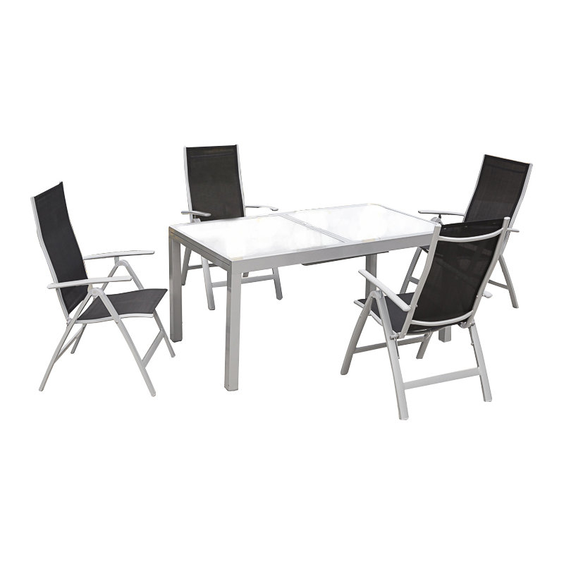 Gia 4 - Person Patio Dining Set with Extendable Rectangular Table, Black