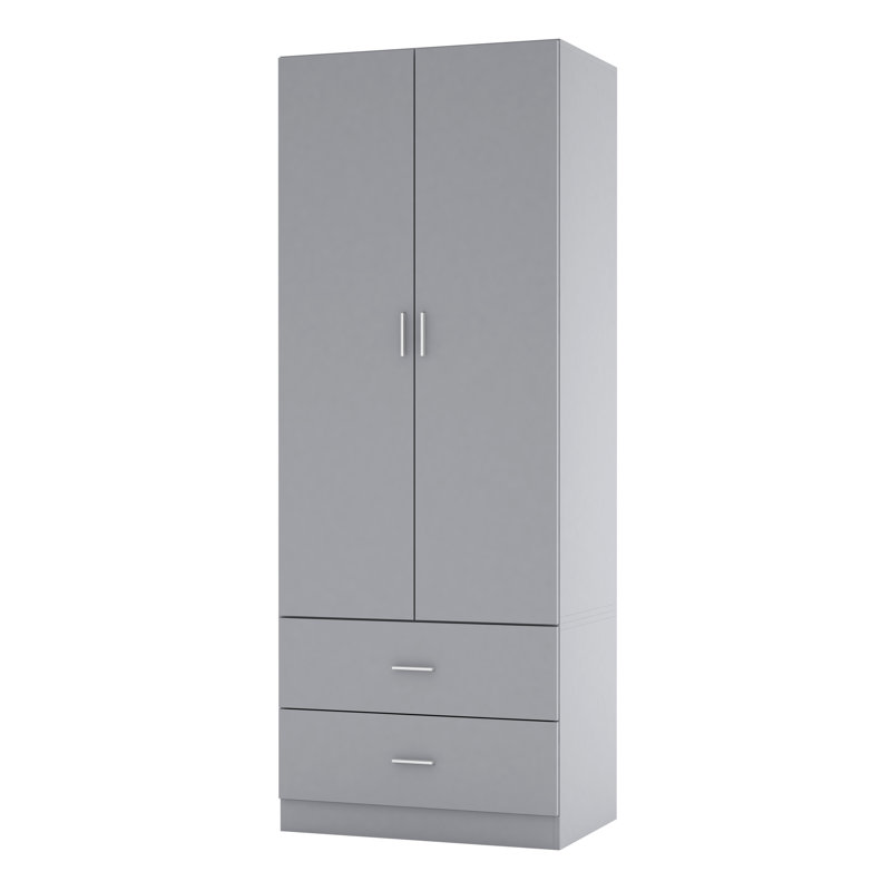 Gianpietro 2 Door Manufactured Wood Wardrobe, Grey