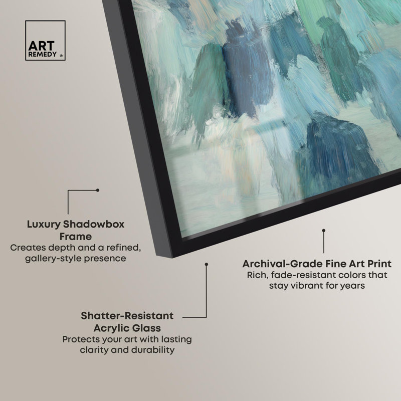 «Riptide III Blue Art Shadowbox» par Art Remedy, Noir, 16" H x 11" W