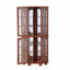 Vitrine d'angle avec 4 tablettes réglables en verre trempé et système d'éclairage, pieds en bois massif, panneau arrière en miroir en acrylique-289257705