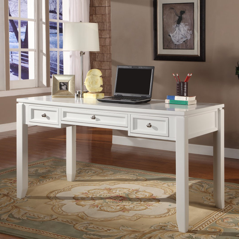 Ensemble de bureau d'ordinateur en L en bois massif avec huche 5 pièces Annmarie