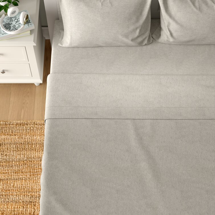 Basics Heather Jersey Sheet Set - Queen Light Gray