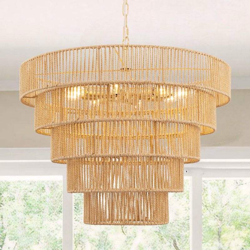 Lustre tambour 6 lumières Kavik, 18.1" H x 26" W x 26" D, Doré