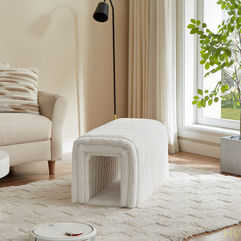 Repose-pieds avec rangement et repose-pieds pour animaux de compagnie, Beige