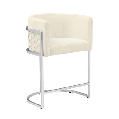 Upholstered Barstool (29") & Counterheight (24") With Teddy Fabric And Honey Comb Back Design
