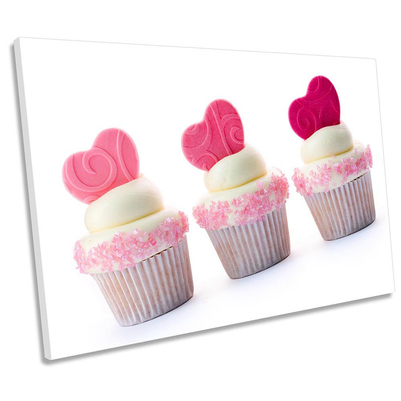 Shabby Elegance Cup Cakes - Wrapped Canvas Print, 61cm  H x 91.4cm  W