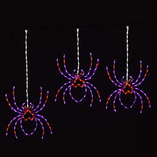 Three Hanging Spiders on Web LED Display (37")