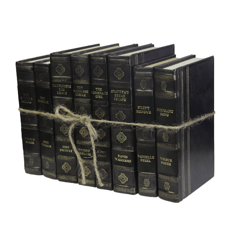 Livres décoratifs - Ensemble de livres en cuir anthracite rebond - 1 pied de livres gris