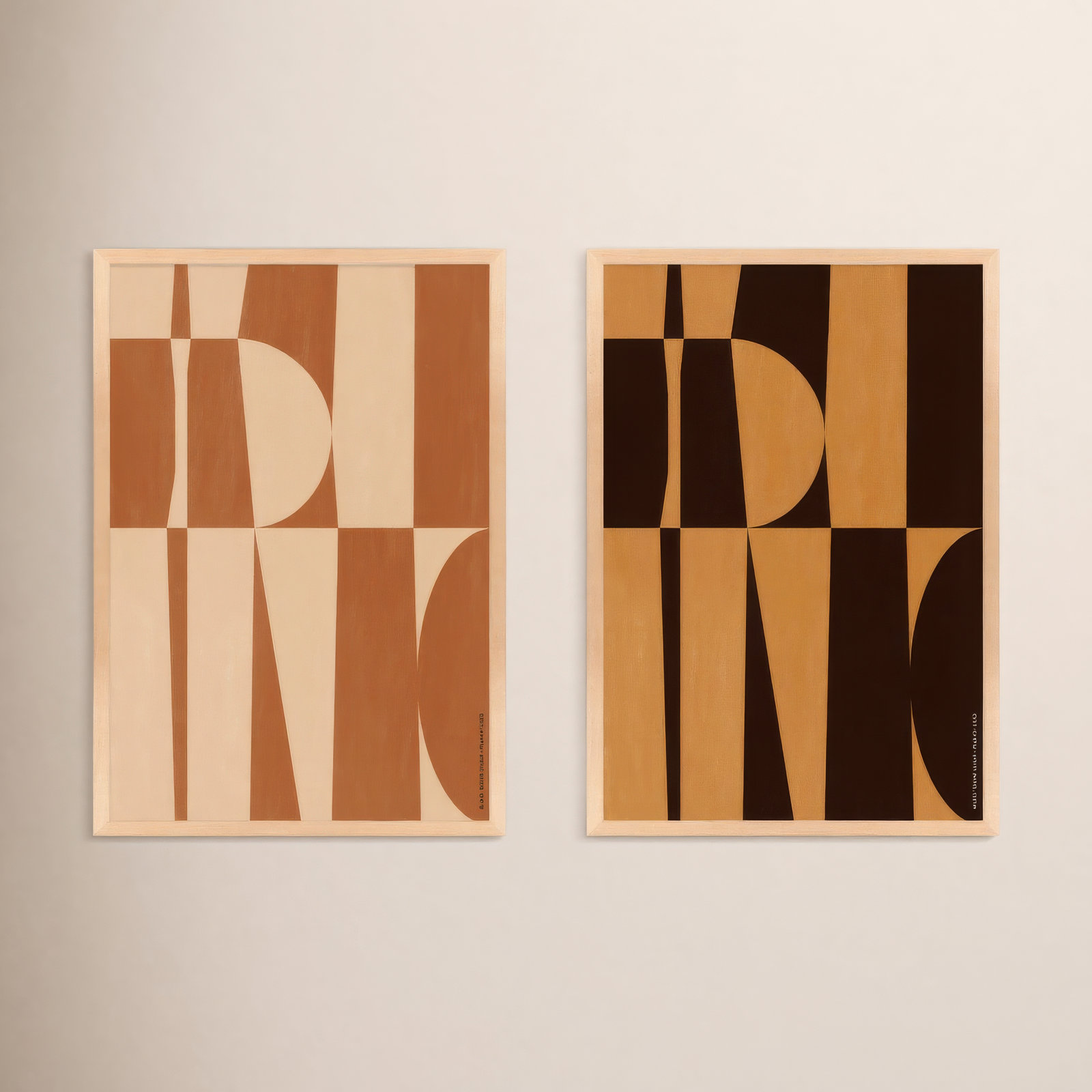 Hues of Geometry 2-Piece Wall Art Set, Maple Paper Framed, 20" H x 14" W