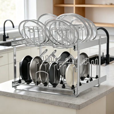 2-Tier Pots and Pans Organizer Under Cabinet, 21 x 22 Inch