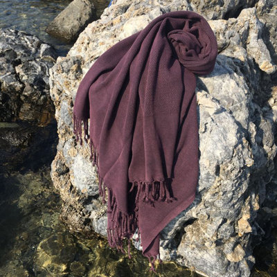 Premium Fouta Beach Towel, Damson Color, 35.4 x 68.9 inches | 100% Cotton, High Water Absorbent, Soft Touch, 8.0 oz/sq yd | Machine Washable, Ideal for Beach, Pool, Spa, and Travel | Luxurious Comfort & Style