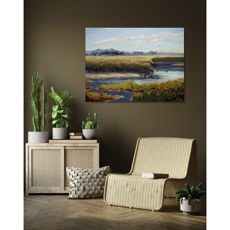 Kiawah Marsh Waterway Print, Black Framed Canvas, 20" H x 24" W x 1.5" D