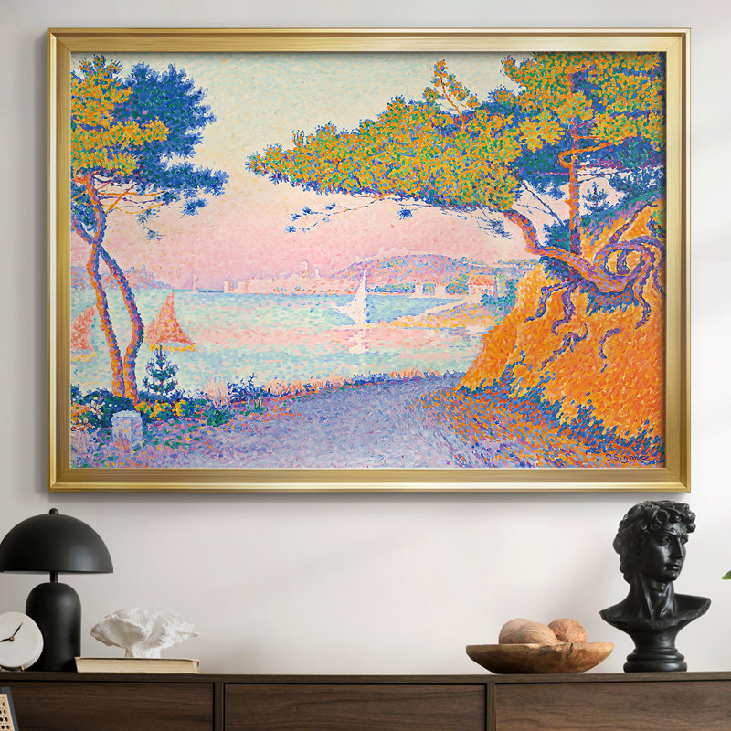Golfe-Juan-Paul Signac-Toile tendue avec châssis-1896, 30 x 5 x 42,5, Toile avec cadre, Doré