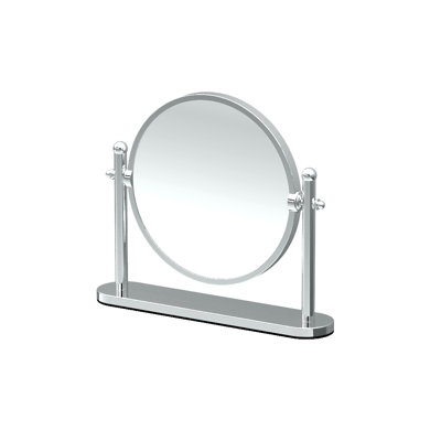Miroir de table rond en laiton massif avec miroir grossissant 3 fois | Miroir cosmétique à double face de comptoir, pivotant sur 360 degrés