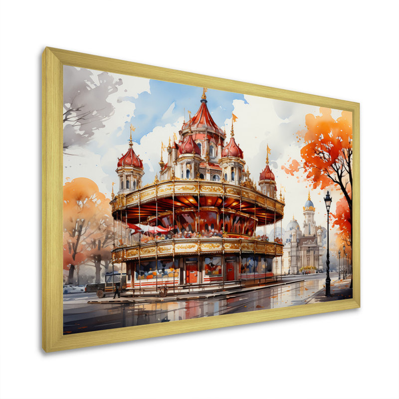 Carousel Whimsical Delight I, reproduction d'art sur toile, H 30 po x l 40 po x P 1,5 po, Encadrement doré