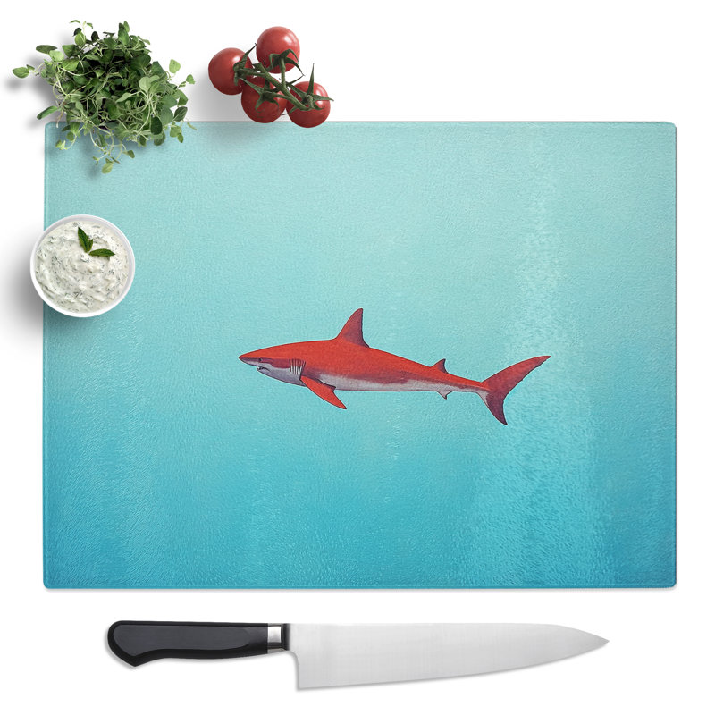 Shark Minimalism  Glass Chopping Board