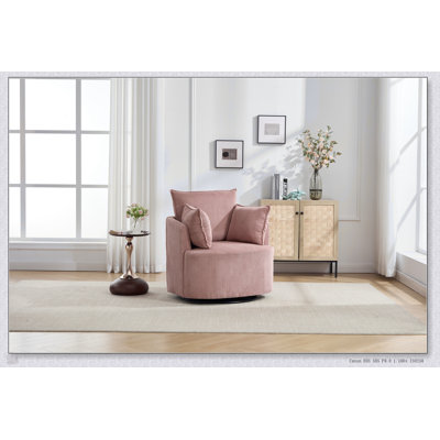 Round Swivel Barrel Chair With Corduroy Upholstery For Comfort And Style In Living Room, Bedroom, Or Office